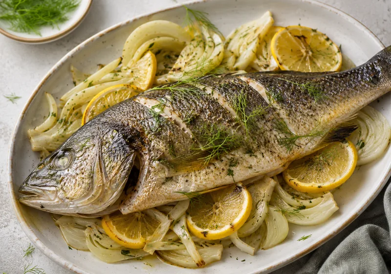 Grilled sea bass